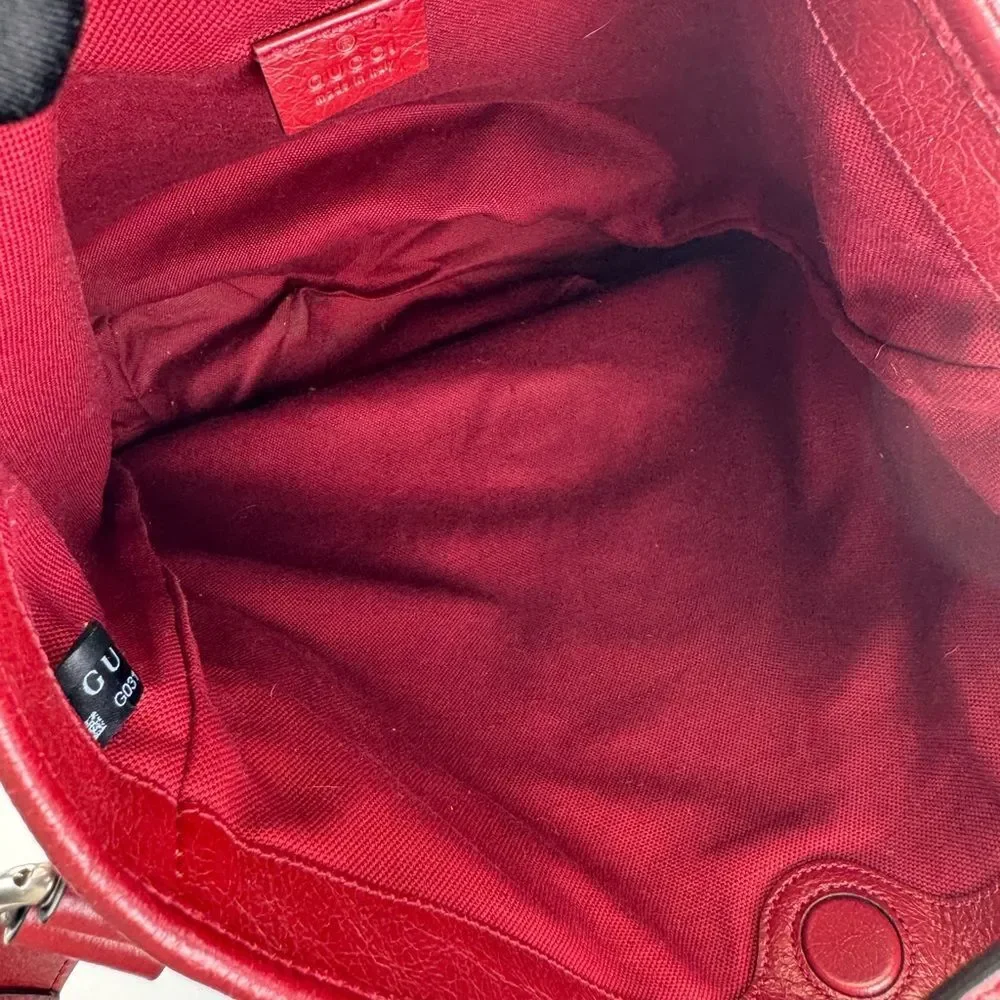 Gucci Morpheus Large Distressed Red Leather Hobo